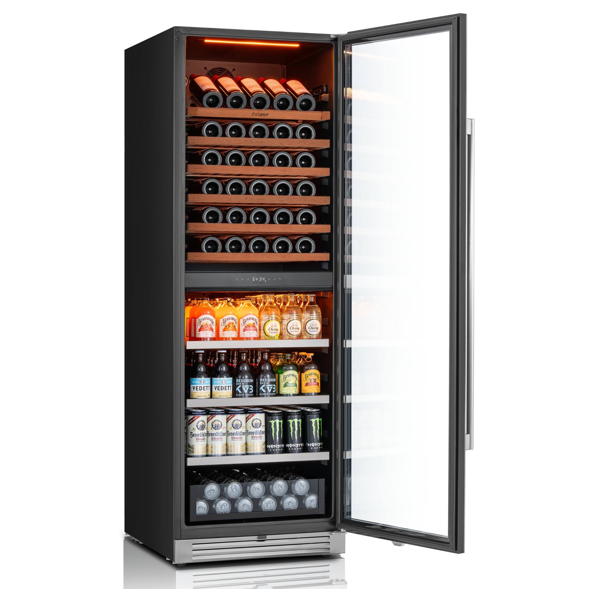 Sure, here is the corrected and grouped text from the image:

**Top Section (Wine Storage):**
- Cabernet
- VEDET
- KV3

**Middle Section (Beverages):**
- VEDET
- KV3
- Monster
- Red Bull
- Corona
- Budweiser
- Heineken

**Bottom Section (Drinks):**
- Monster
- VEDET
- KV3

**Additional Text:**
- "SABOR"
- "T M M Hd"