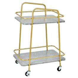 SlickBlue - Kitchen Utility Cart with 2 Tiers, Steel Frame, and Locking Wheels - Grey, Gold