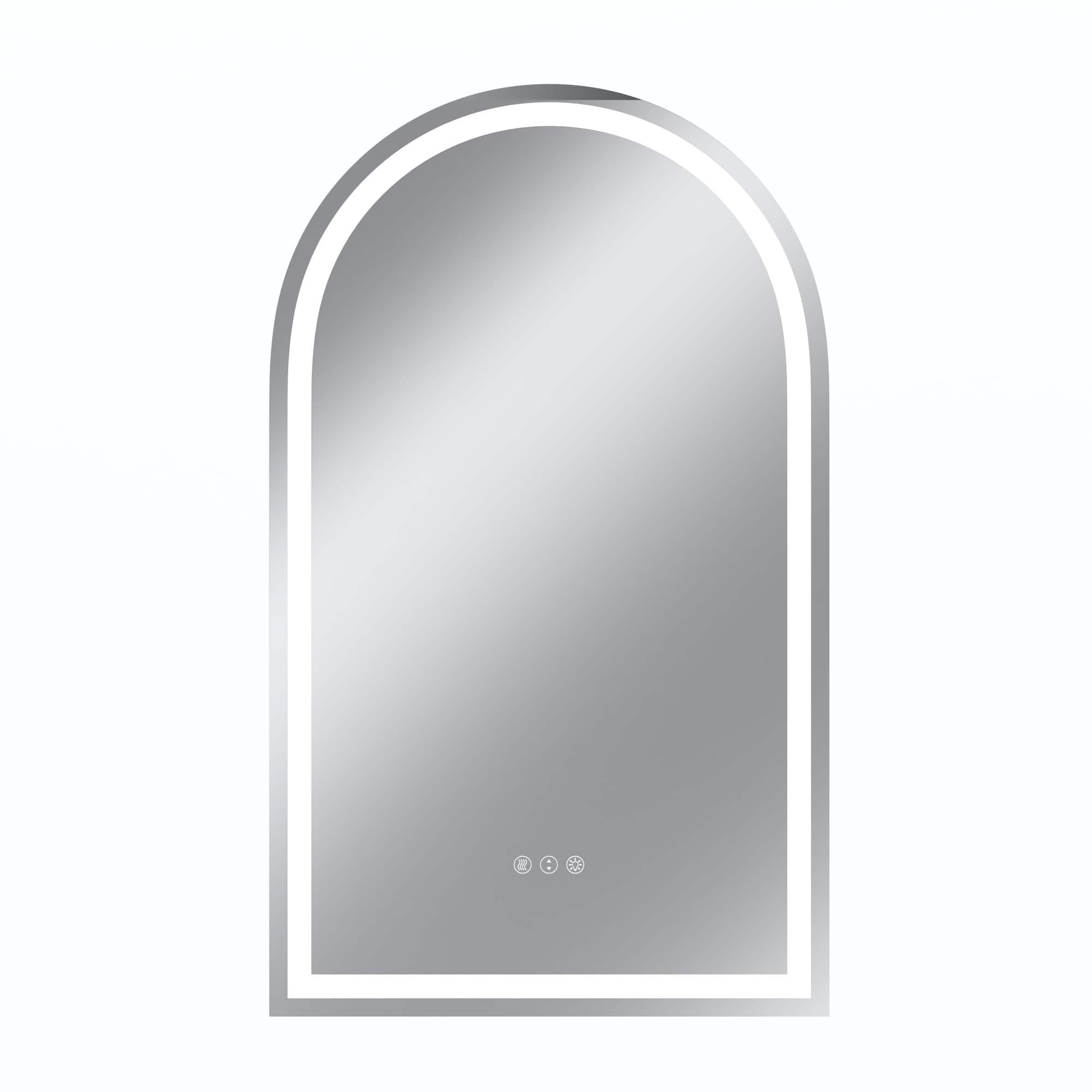 Boyel Living - 24 x 40 in Rectangle Aluminum Frame Arched Mirror with Front Light and Anti-Distortion Glass