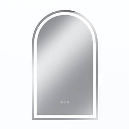 Boyel Living - 24 x 40 in Rectangle Aluminum Frame Arched Mirror with Front Light and Anti-Distortion Glass