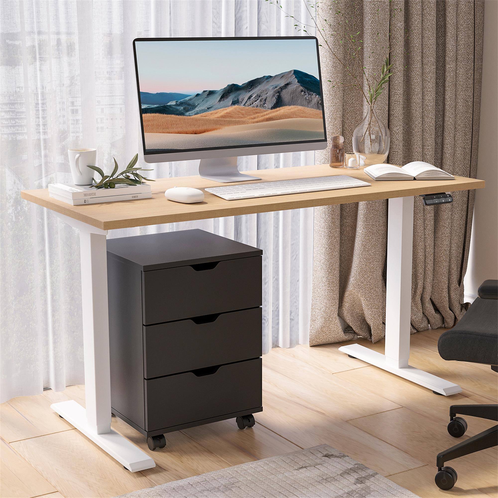 Alt View 1. Boyel Living - 3-Drawer Vertical Filing Cabinet Rolling Wood Mobile File Cabinets with Casters(Non-Assembled) - Black.