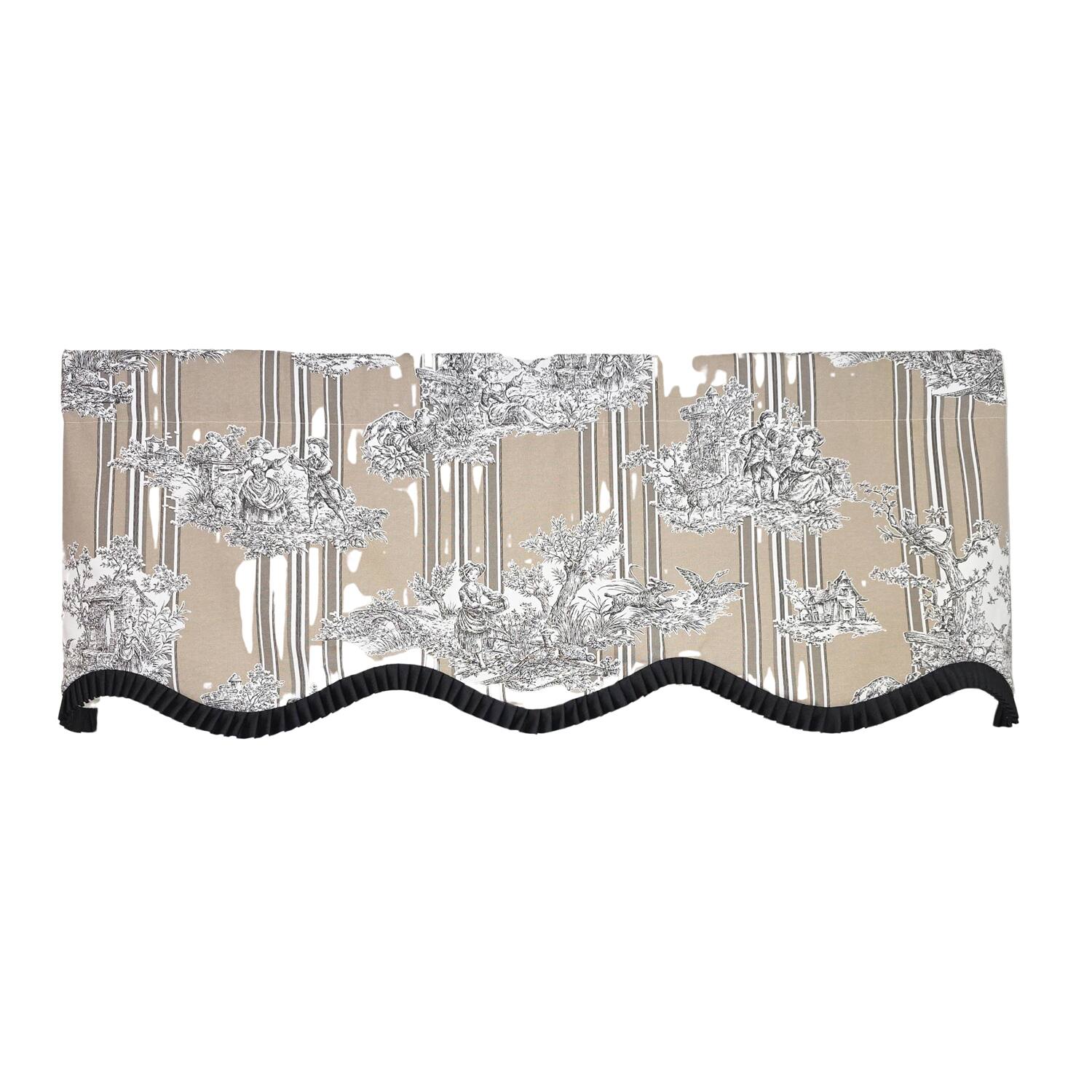 Left. RLF Home - RLF Home French Country Ruffled Provance Window Valance 100% Cotton Lined Rod Pocket 50" x 17" Beige - Beige.