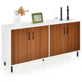 Pefilos - Kitchen Storage Cabinet, Buffet Sideboard, 4-Door Kitchen Buffet Sideboard for Dining Room and Kitchen, for Dining Room - Brown
