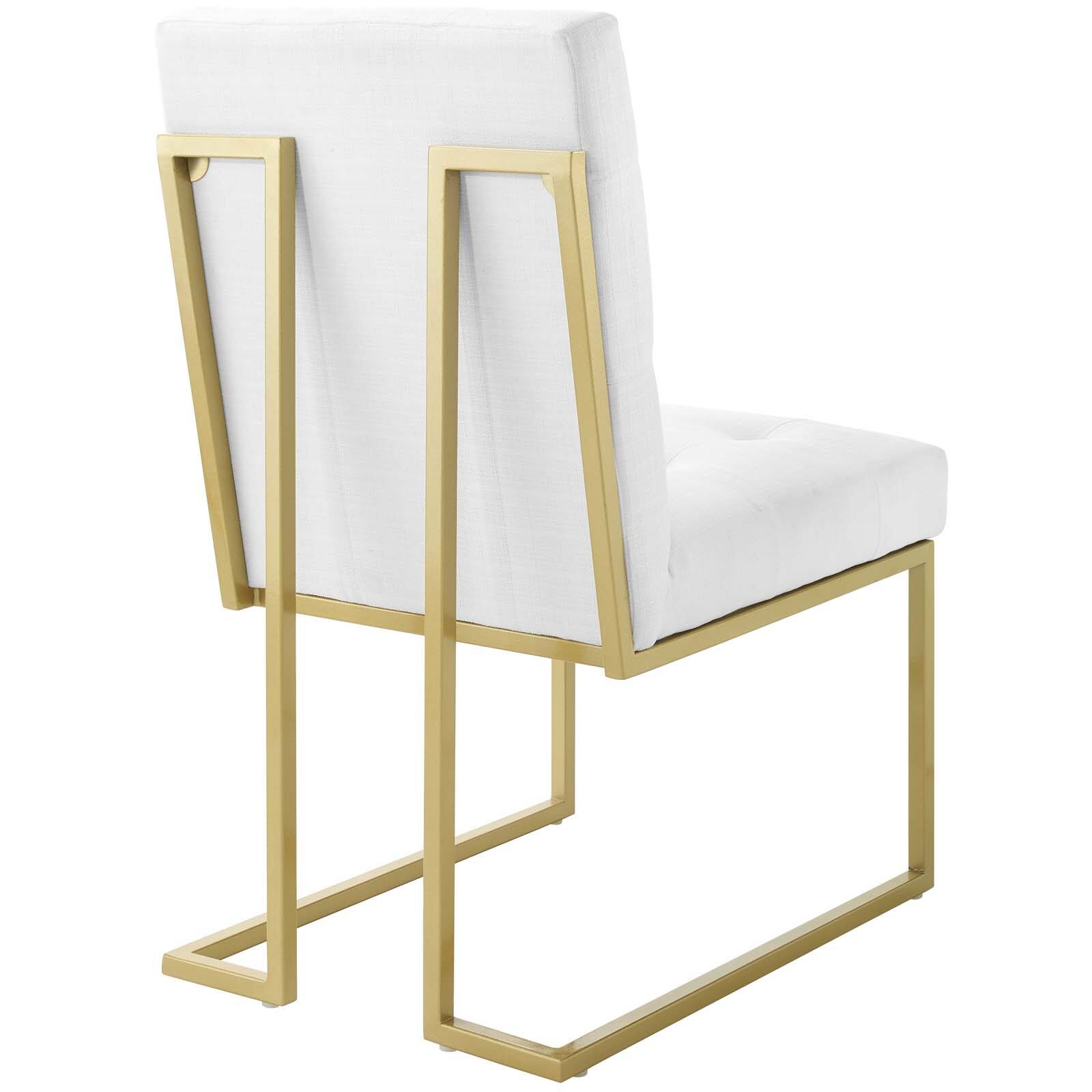 Alt View 1. Modway - Privy Gold Stainless Steel Upholstered Fabric Dining Accent Chair by Modway - Gold White.