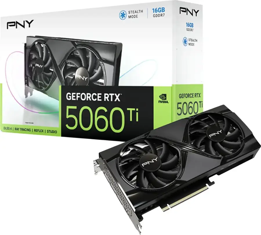 PNY GeForce RTX 5060 Ti, 16GB GDDR7, DLSS 4, Ray Tracing, Reflex Studio, NVIDIA.