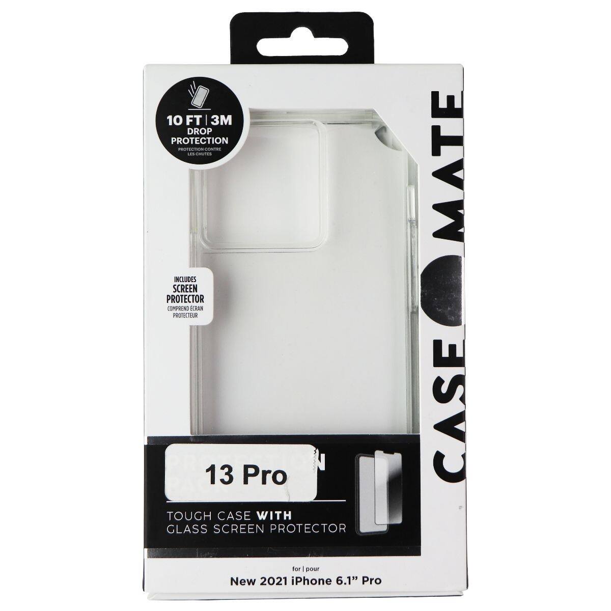 10 FT | 3M DROP PROTECTION PROTECTOO CONTRE LES CHUTTES INCLUDES SCREEN PROTECTOR COMPREND ÉCRAN PROTECTEUR 13 Pro TOUGH CASE WITH GLASS SCREEN PROTECTOR MATE CASE for New 2021 iPhone 6.1" Pro