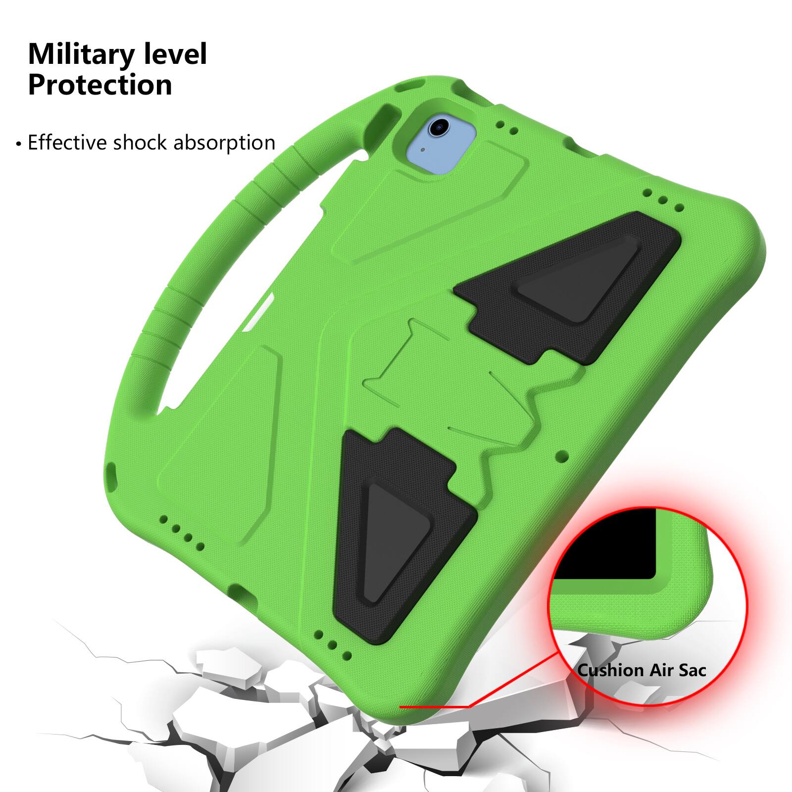 Military level Protection  
Effective shock absorption  
Cushion Air Sac