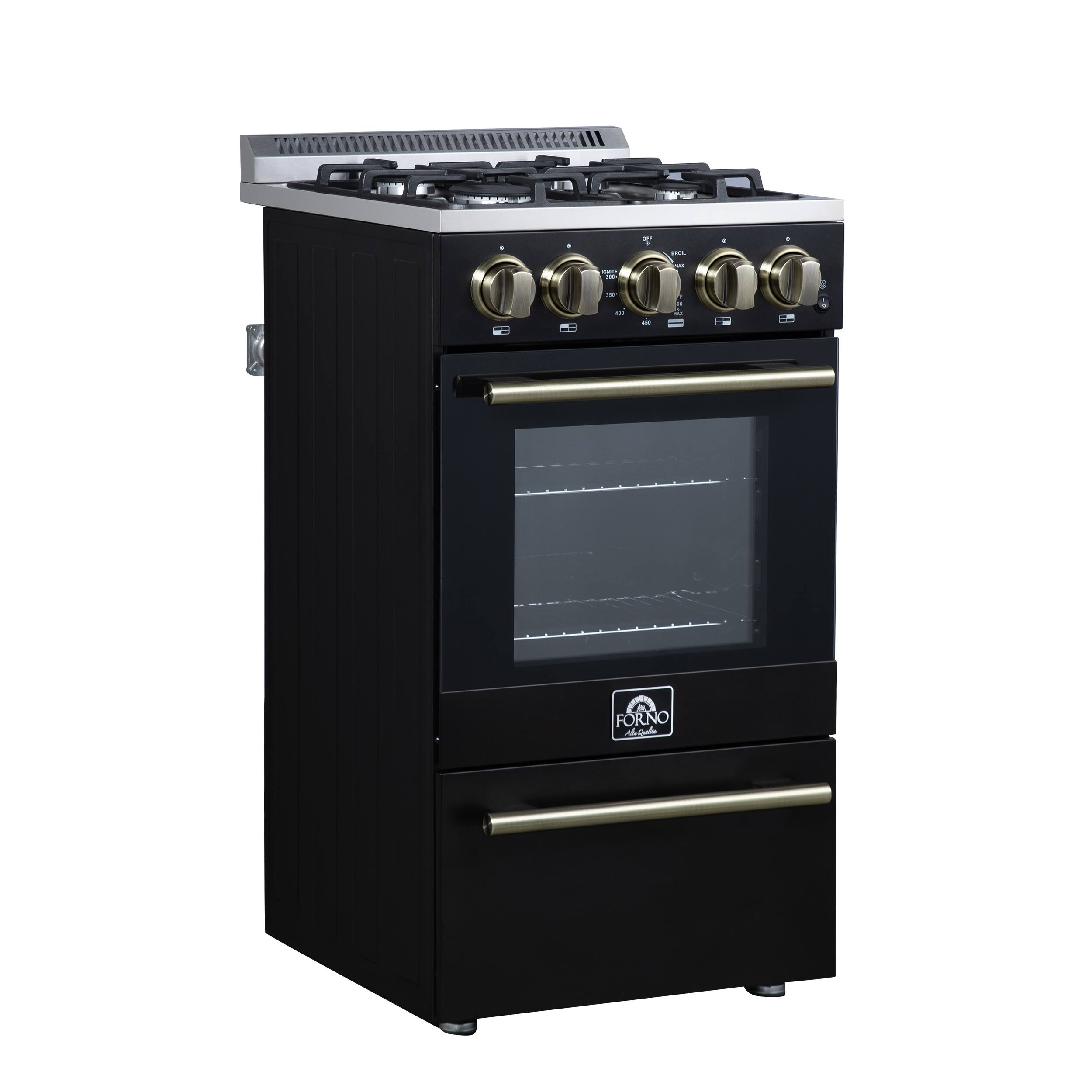 Left. Forno Appliances - Lamazze 2.05 Cu. Ft. Freestanding Gas Range - Black.