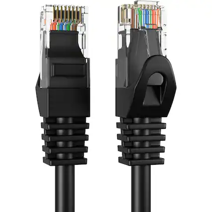 Front. Cables Direct Online - Cat5e Ethernet Cable 20ft, 350MHz UTP LAN Network Patch Cord for PC Modem Router TV Printer Console - Black.