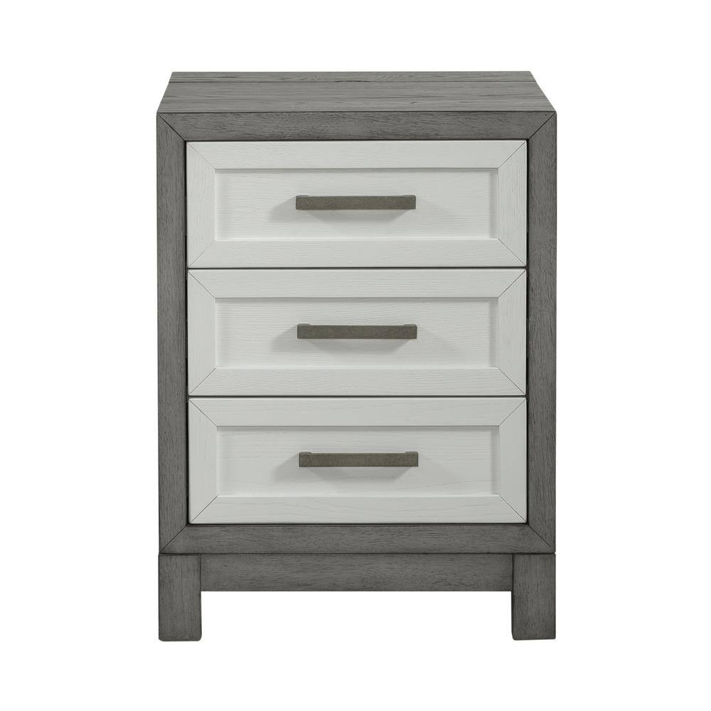 Alt View 1. Liberty Furniture Industries - 3 Drawer Chairside Table Contemporary White in Two-Tone Shell White - White.