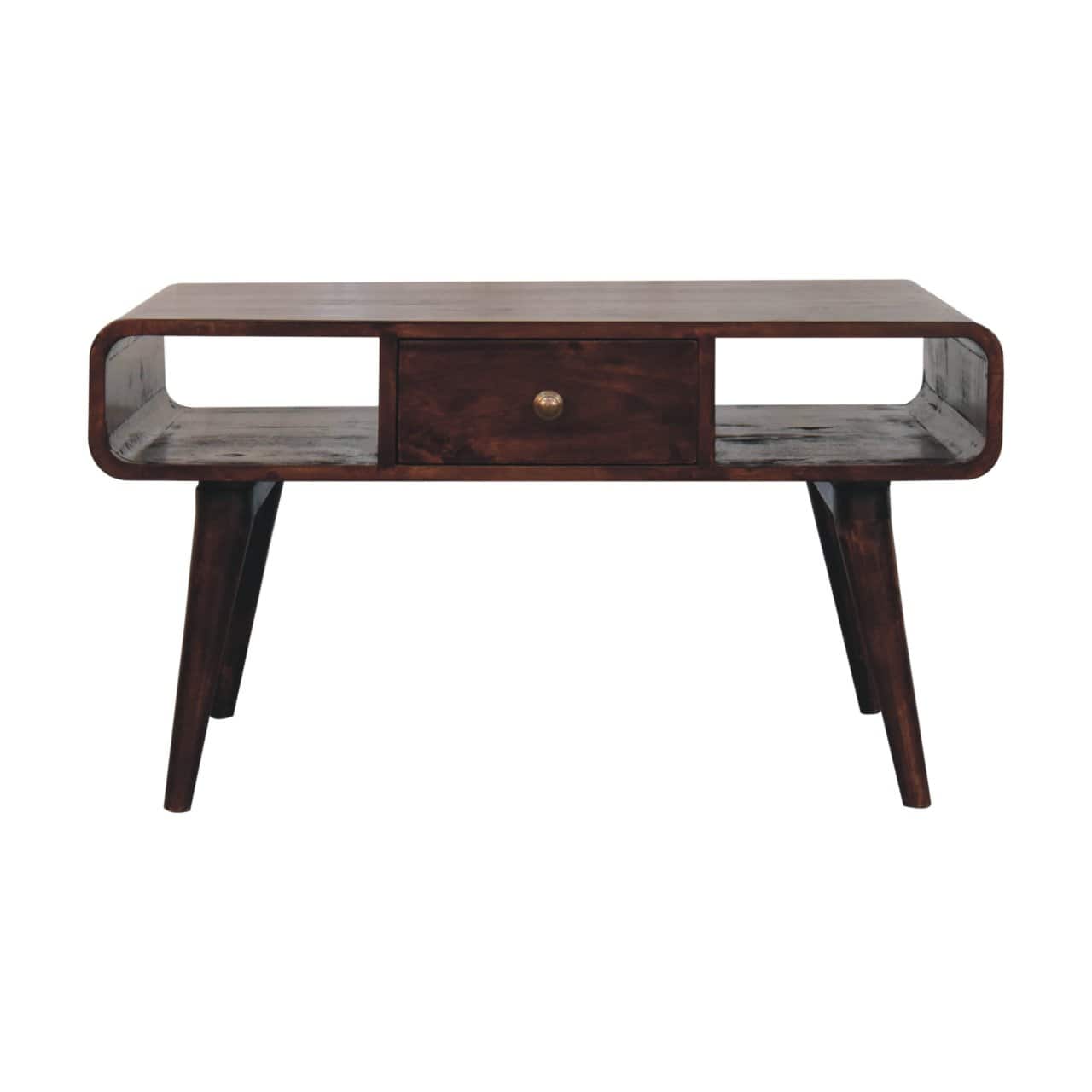 Artisan Furniture - Solid Wood Curved California Walnut Coffee Table - Brown
