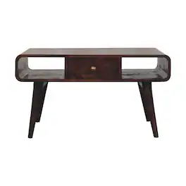 Artisan Furniture - Solid Wood Curved California Walnut Coffee Table - Brown