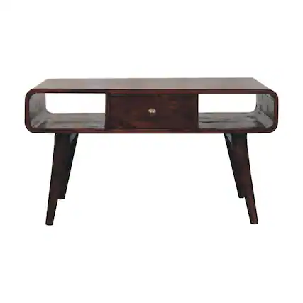 Front. Artisan Furniture - Artisan Furniture Solid Wood Curved California Walnut Coffee Table - Brown.