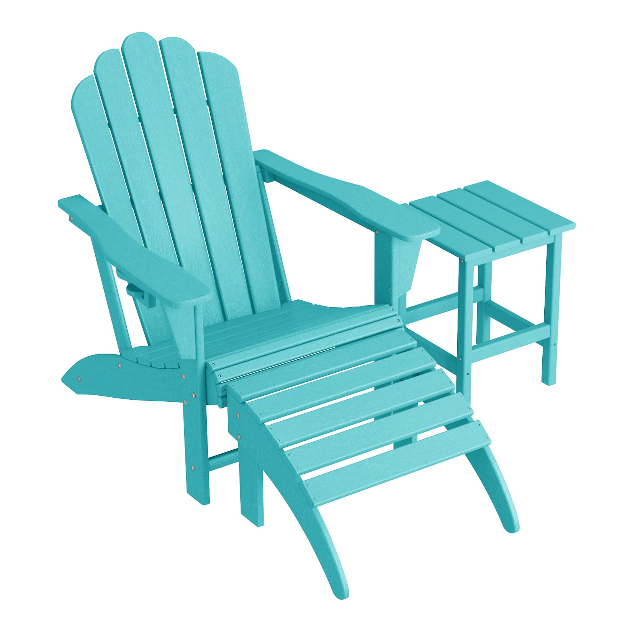 WestinTrends - Highland 3-Piece Adirondack Chair with Cup Holder and Folding Ottoman and Table Set - Turquoise price history on PriceWatchPro