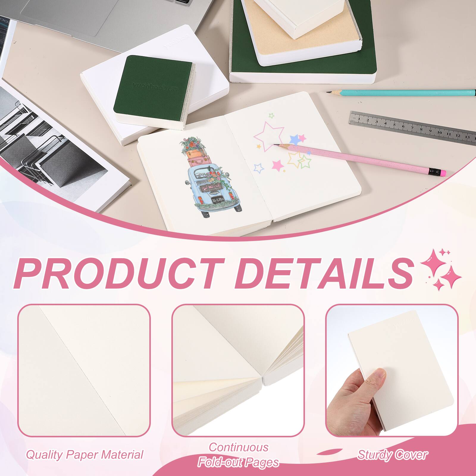 PRODUCT DETAILS

- Quality Paper Material
- Continuous Fold-out Pages
- Sturdy Cover