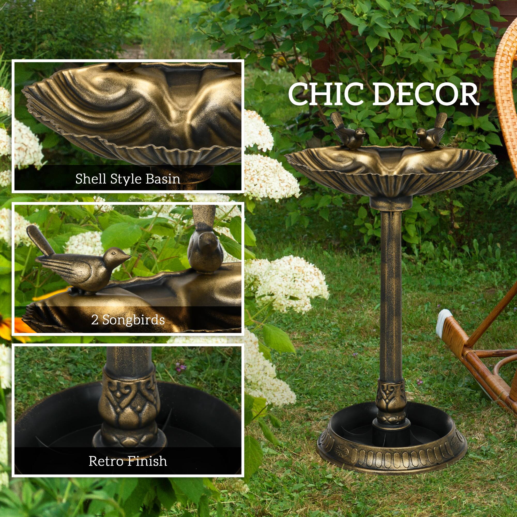 CHIC DECOR

Shell Style Basin

2 Songbirds

Retro Finish