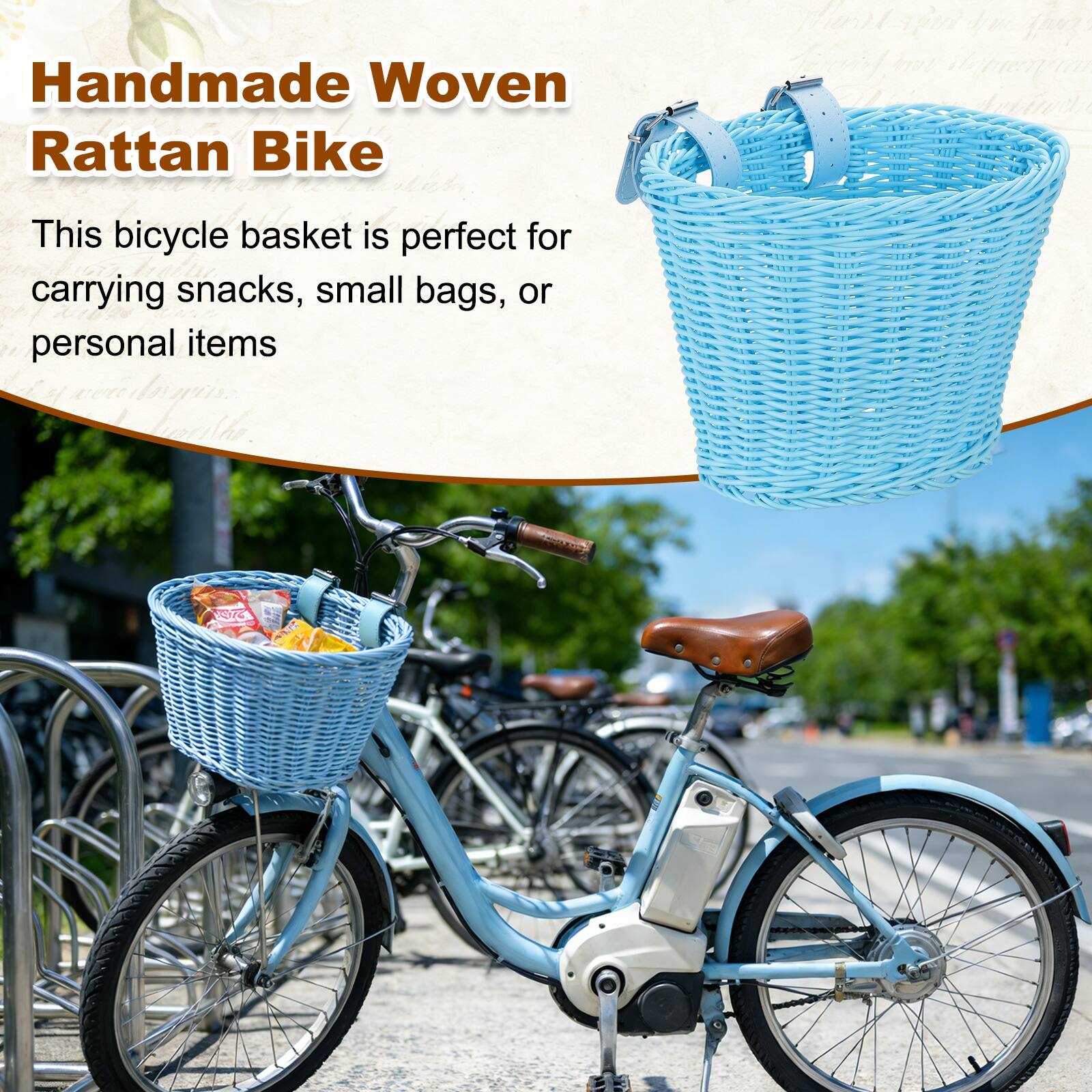 Handmade Woven Rattan Bike

This bicycle basket is perfect for carrying snacks, small bags, or personal items