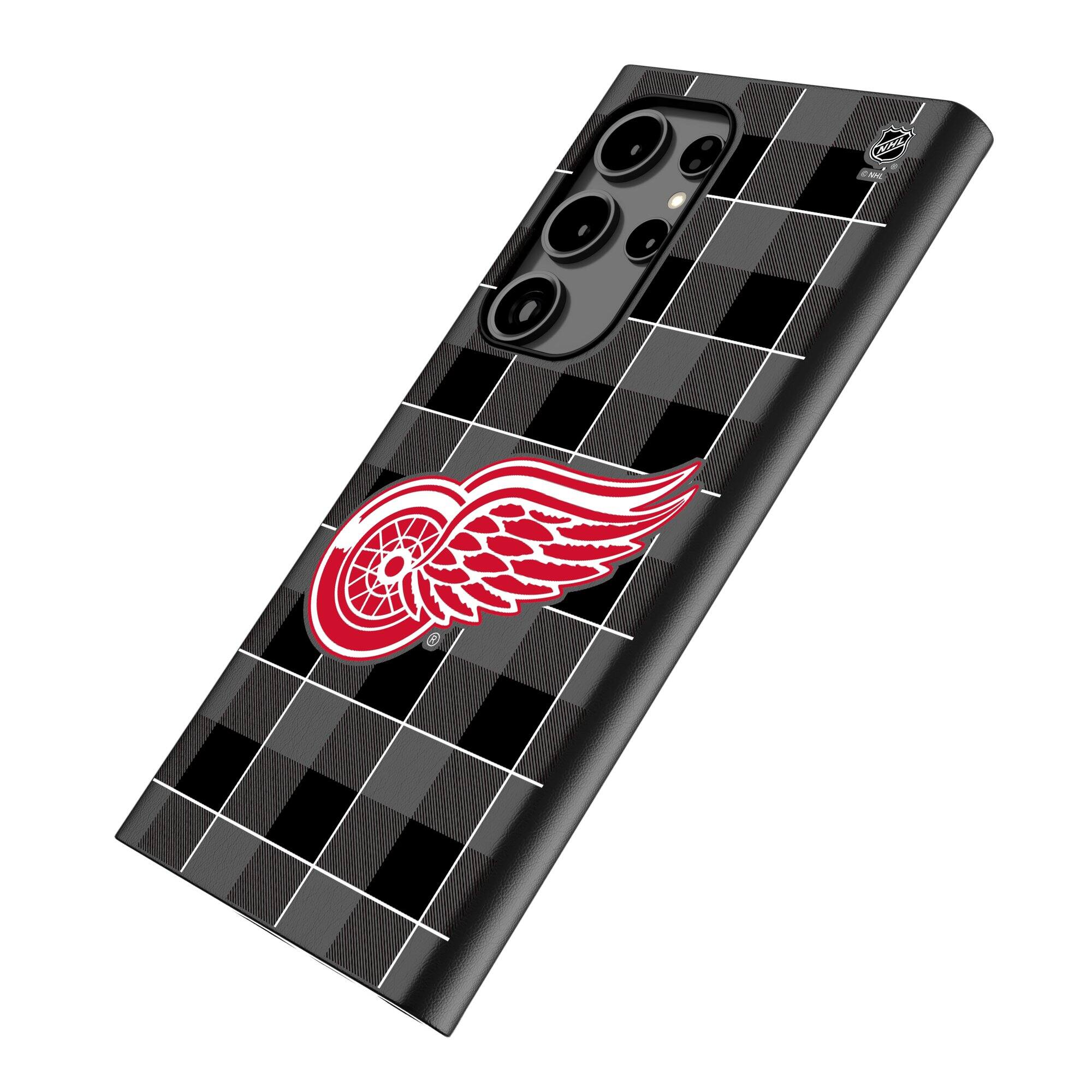 Alt View 1. Keyscaper - Detroit Red Wings Plaid Galaxy Magnetic Bump Case - S24 Ultra - Black.