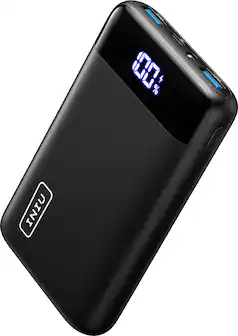Front. INIU - 22.5W Fast Charging 20000 mAh Power Bank, USB C in & out Portable Charger with LED Display for iPhone, Samsung, and More - Black.