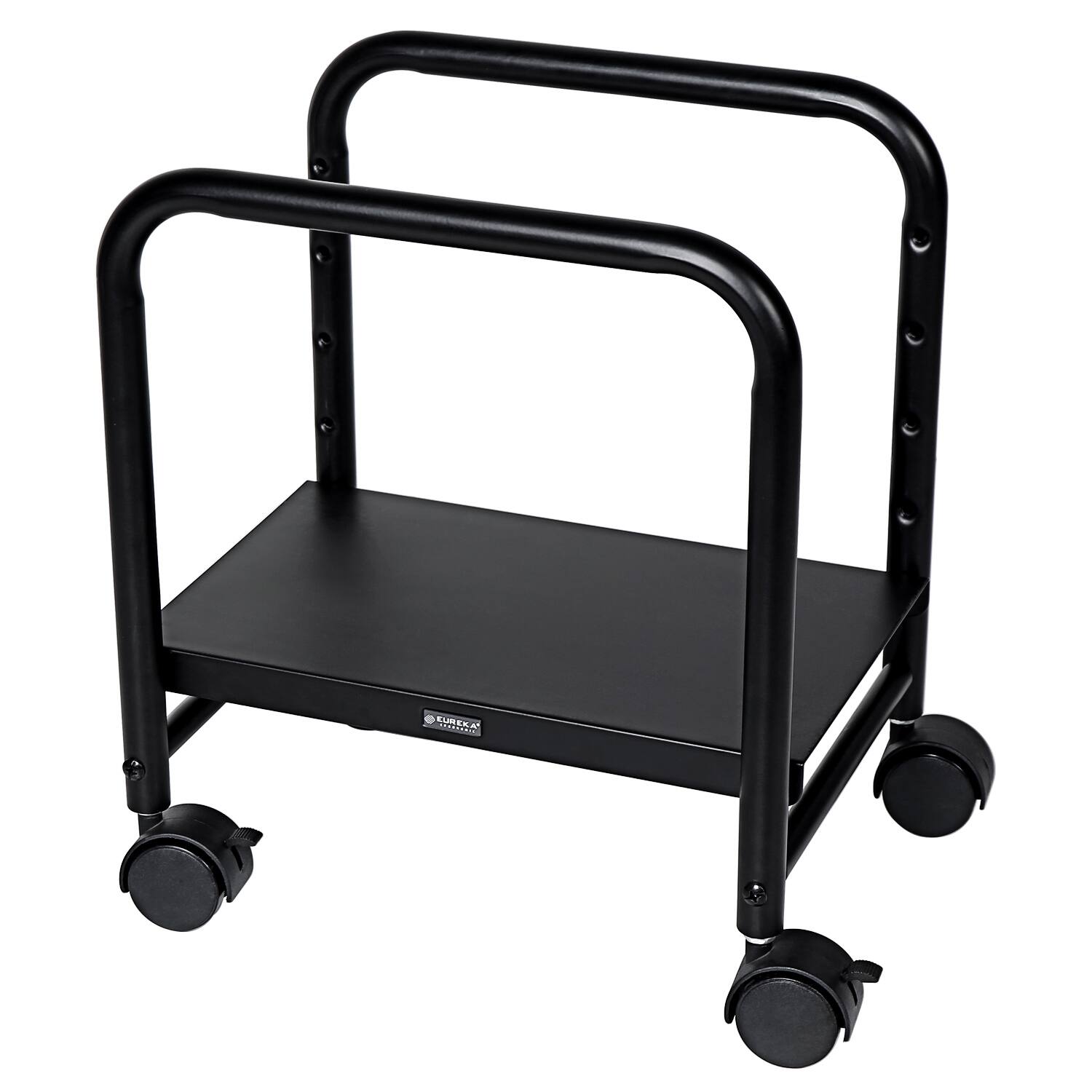 Angle. Eureka Ergonomic - Height Adjustable Steel Mobile CPU Stand with Locking Casters - Black.