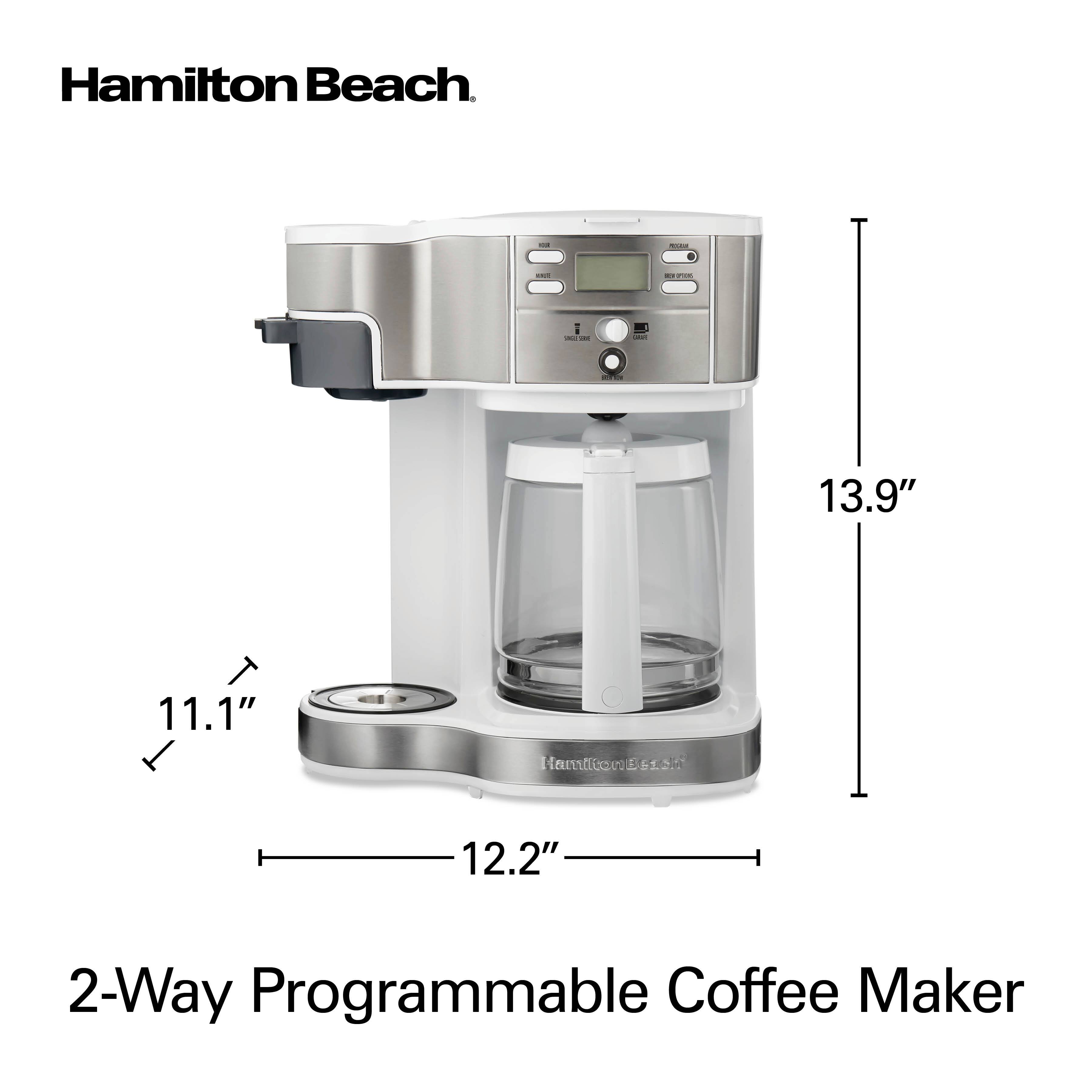 Hamilton Beach

2-Way Programmable Coffee Maker

13.9"  
11.1"  
12.2"