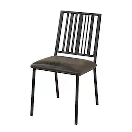 Manhattan Lane - Nori 24 Inch Side Dining Chair Set of 2, Slatted Back, Faux Leather - Brown, Black