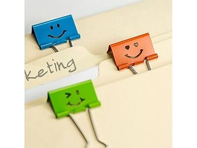 Alt View 4. Officemate - Smiling Face Medium Binder Clips, Assorted Colors, 36 Clips/Pack - Assorted Colors.