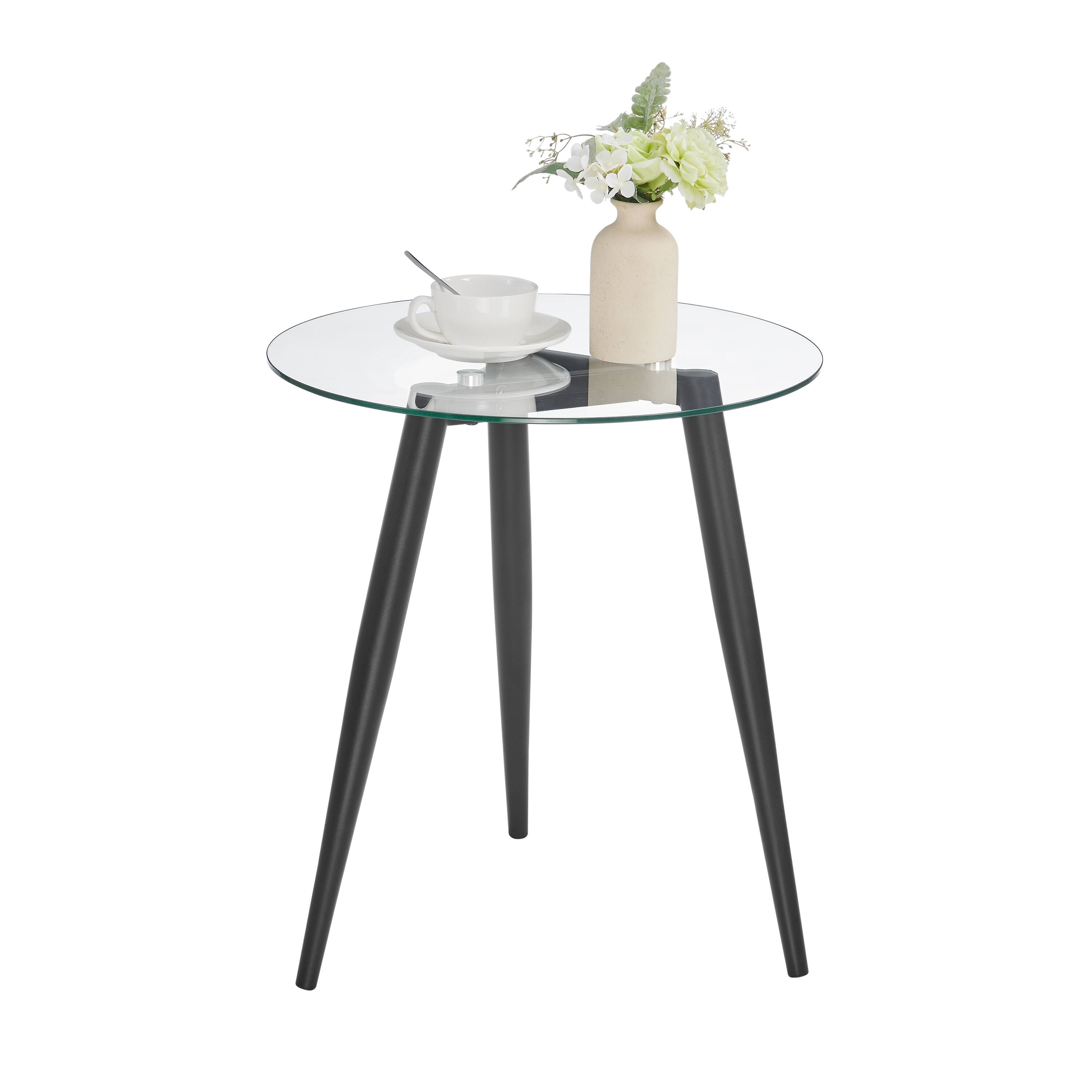 Alt View 7. Danya B - Van Beuren Side Table with Taper Legs and Clear Glass Tabletop - Black - Black, Clear.