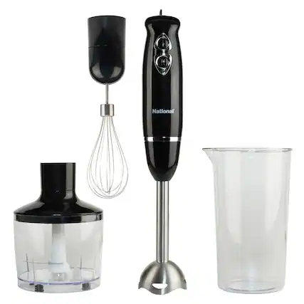 Front. National - 500-Watt Multi-Purpose 4-in-1 Immersion Blender with Attachments - Black.