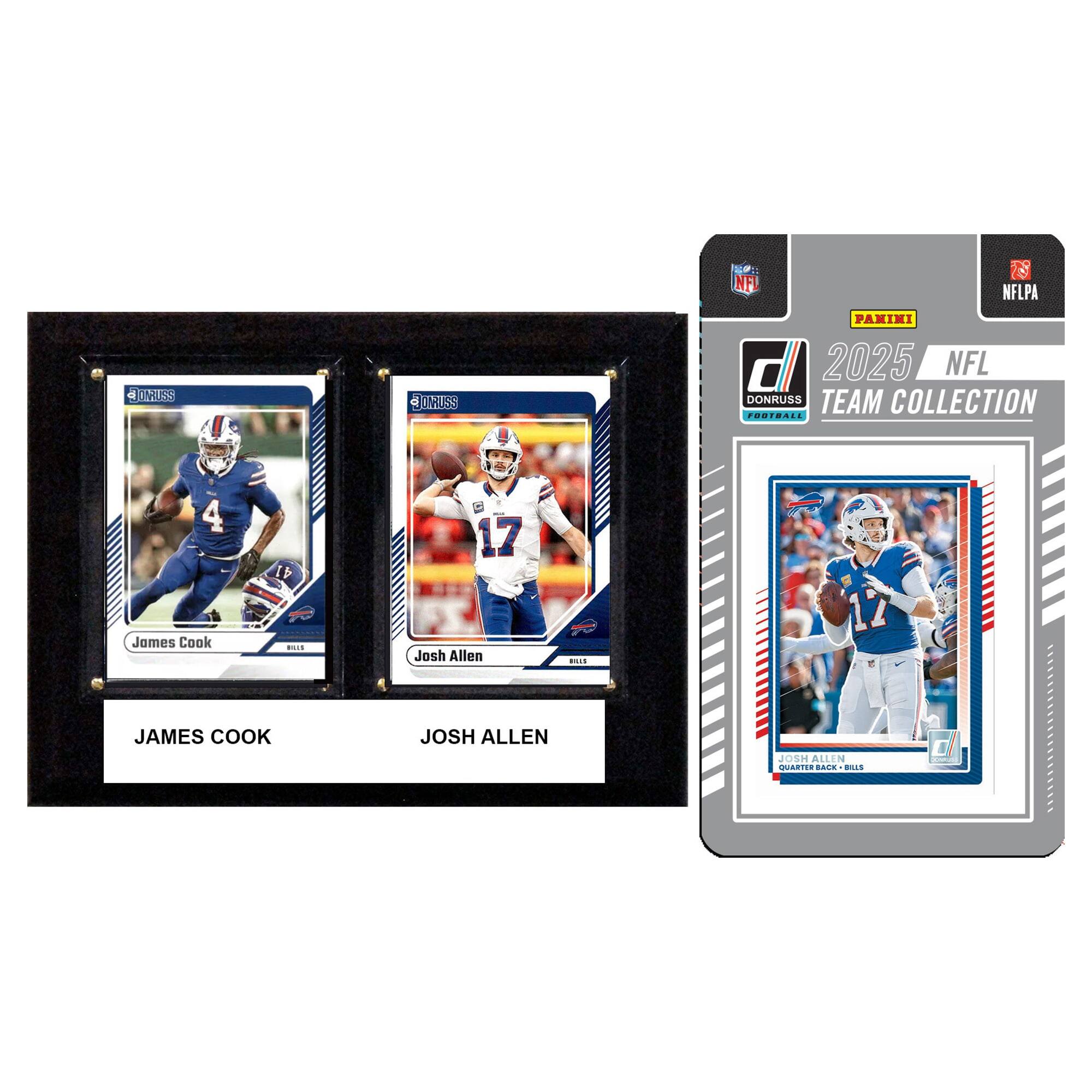 d NSS OMUSS LO N8 NF NFLPA PANINI d 2025 NFL DONRUSS TEAM COLLECTION FORIDALL 4 JAMES COOK 41 .... 17 Josh Allen .... 12 JAMES COOK JOSH ALLEN JOSH ALLEN N QUARIIS .... DLIS