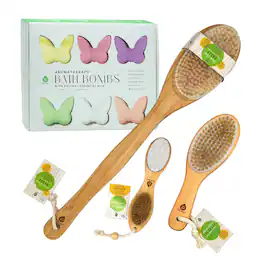 Pursonic - Aromatherapy Bath Bombs & Bamboo Spa Brush Bundle – Relax, Refresh & Rejuvenate Naturally