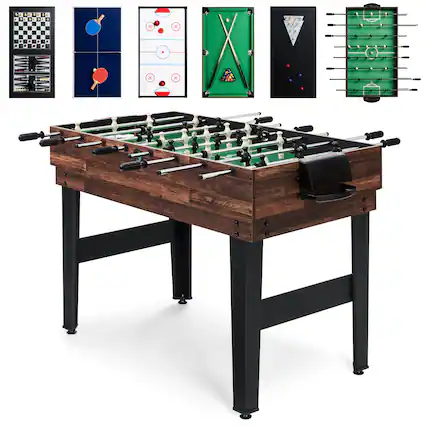 Front. Best Choice Products - Best Choice Products 2x4ft 10-in-1 Combo Game Table Set w/ Hockey, Foosball, Pool, Shuffleboard, Ping Pong - Walnut - Walnut.
