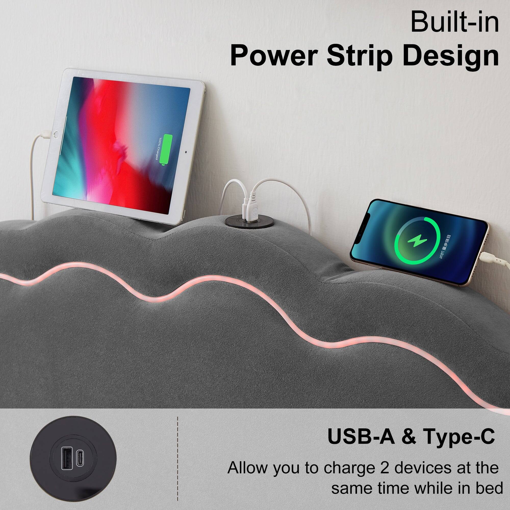 Built-in Power Strip Design

USB-A & Type-C

Allow you to charge 2 devices at the same time while in bed