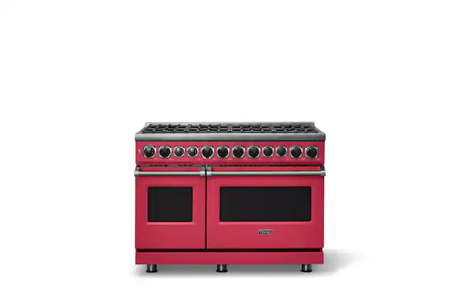 Front. Viking - 48 in. Wide 8 Burner Dual Fuel Frestanding Sealed Buner Frestanding Range - Valentine.