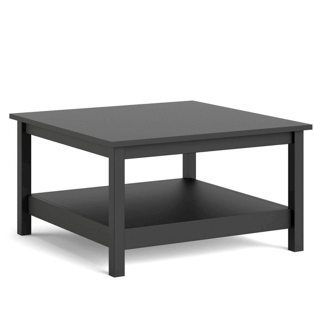 Back. FurniFact - Modern Matte Coffee Table with Open Shelf for Living Room - Black.
