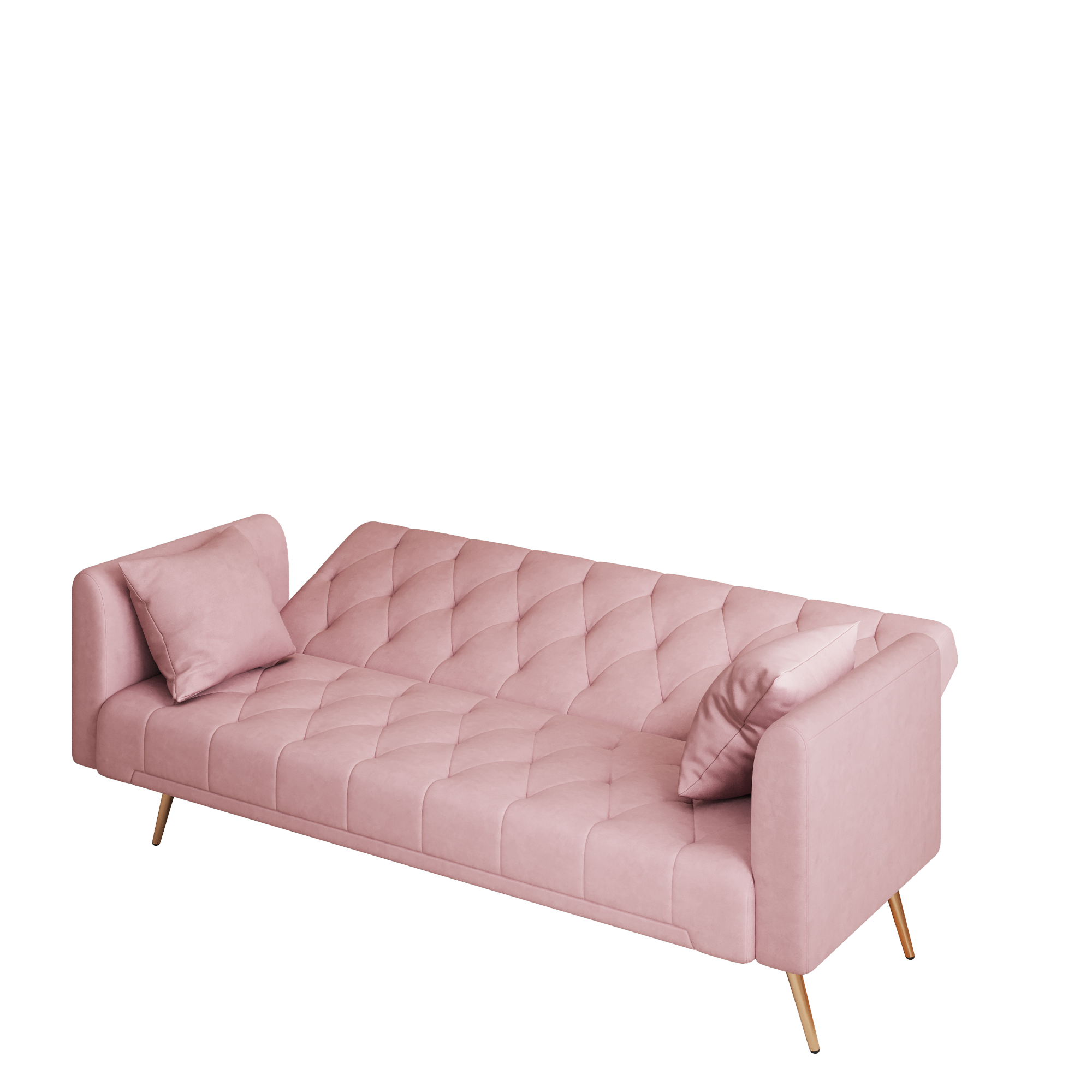 Alt View 8. GOODSILO - Convertible Velvet Sofa Bed with Adjustable Backrest for Small Spaces, Living Room and Office Use - Pink.