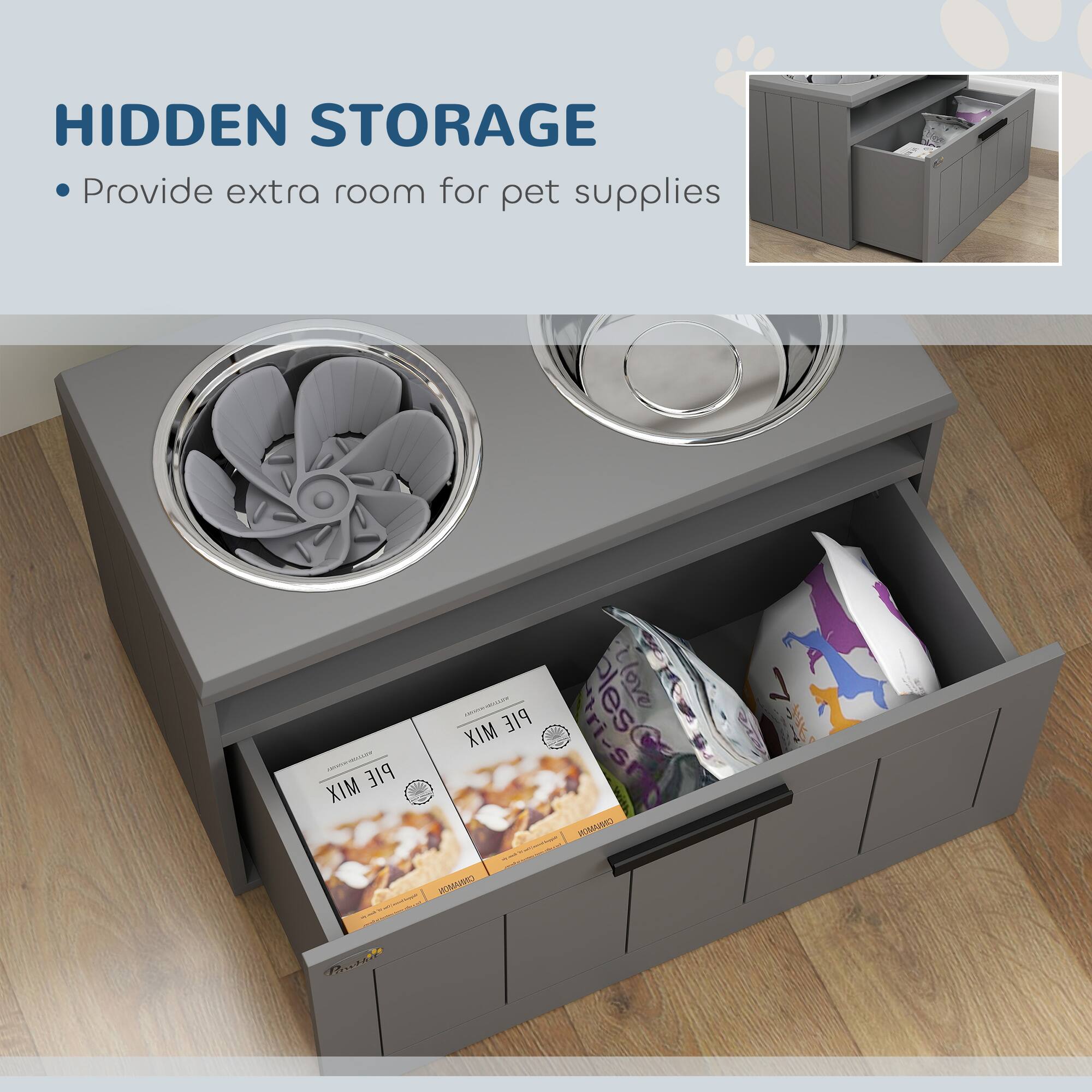 HIDDEN STORAGE  
- Provide extra room for pet supplies