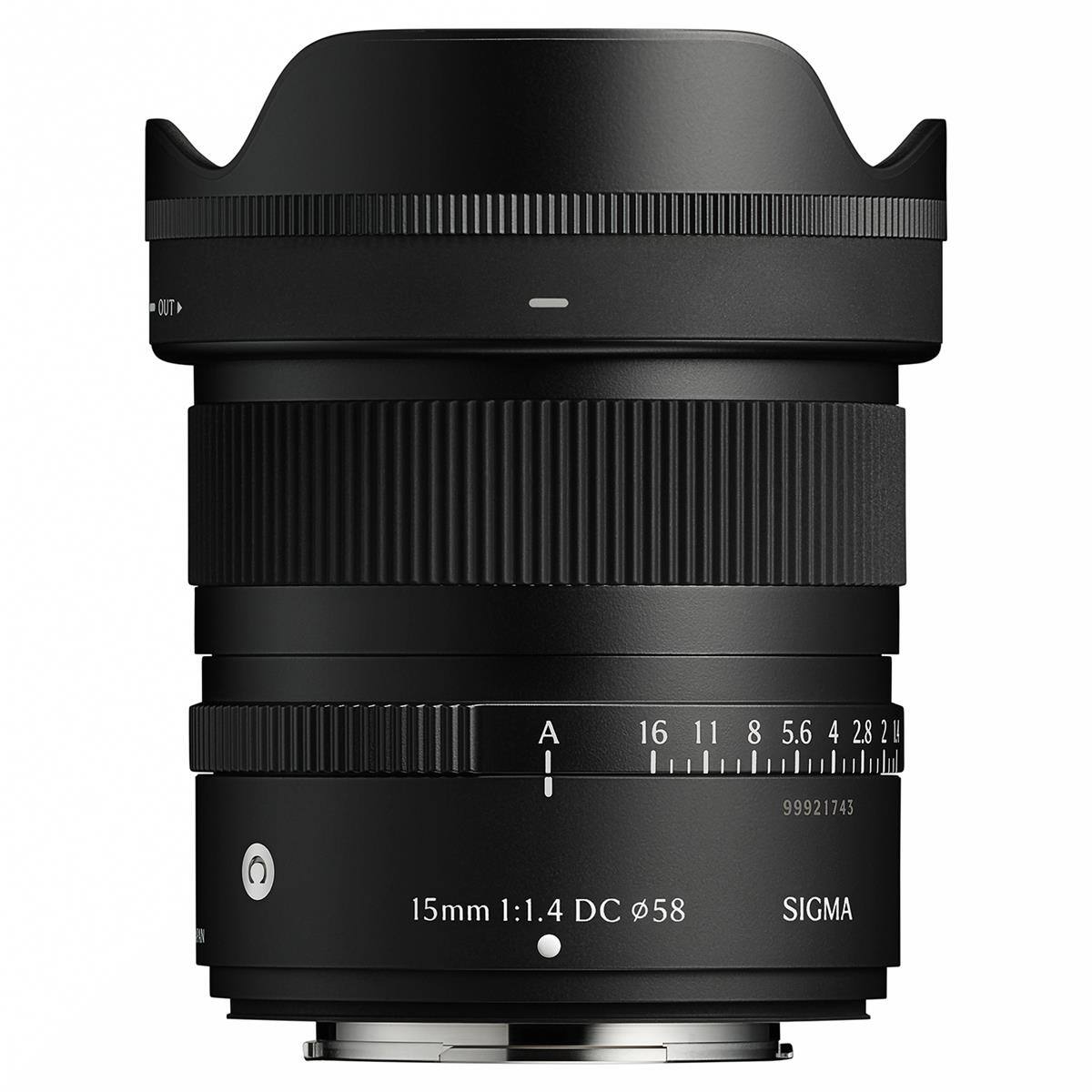 A I  
16 11 8 5.6 4 2.8 2 1  
99921743  
15mm 1:1.4 DC 58 SIGMA