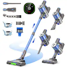 Front. Teendow - Cordless Stick Vacuum Cleaner, 50kPa Brushless Motor, Lightweight, 50 Min Runtime for Pet Hair, Hardwood & Carpets - Blue.