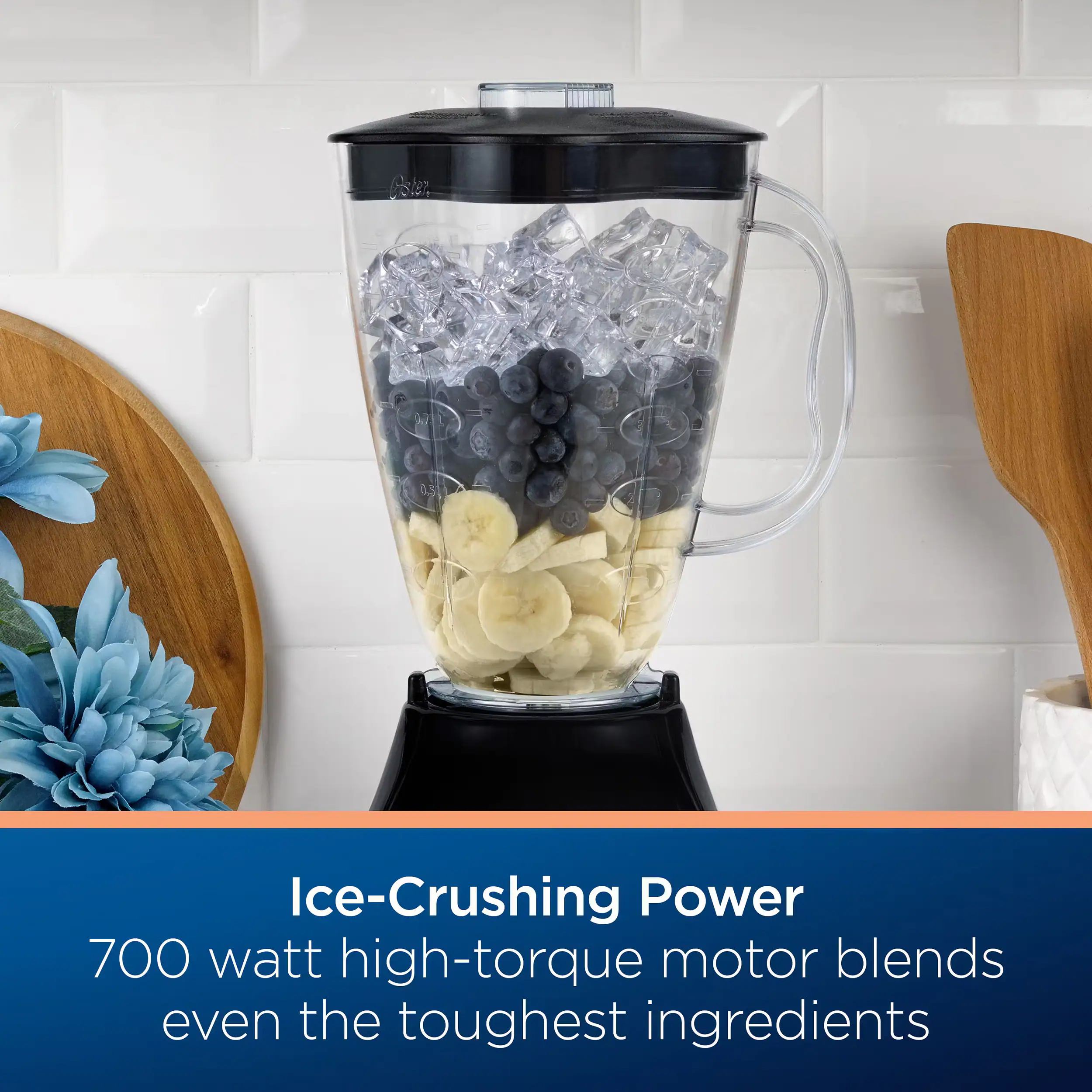 Ice-Crushing Power
700 watt high-torque motor blends even the toughest ingredients