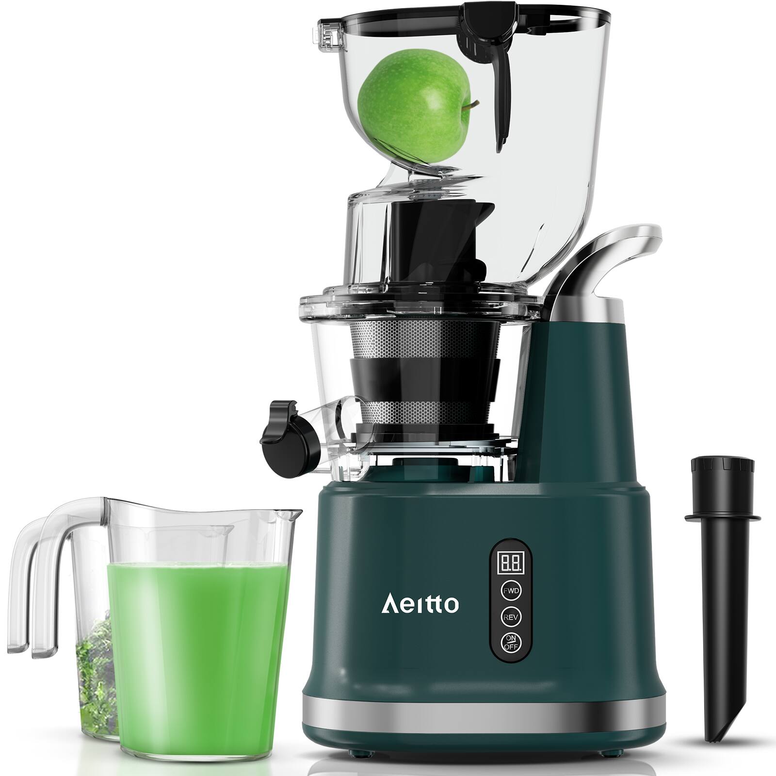 Juicer Machine, Aeitto Cold Press Juicer with Big Wide 83mm Chute 900ml Juice Cup - Green