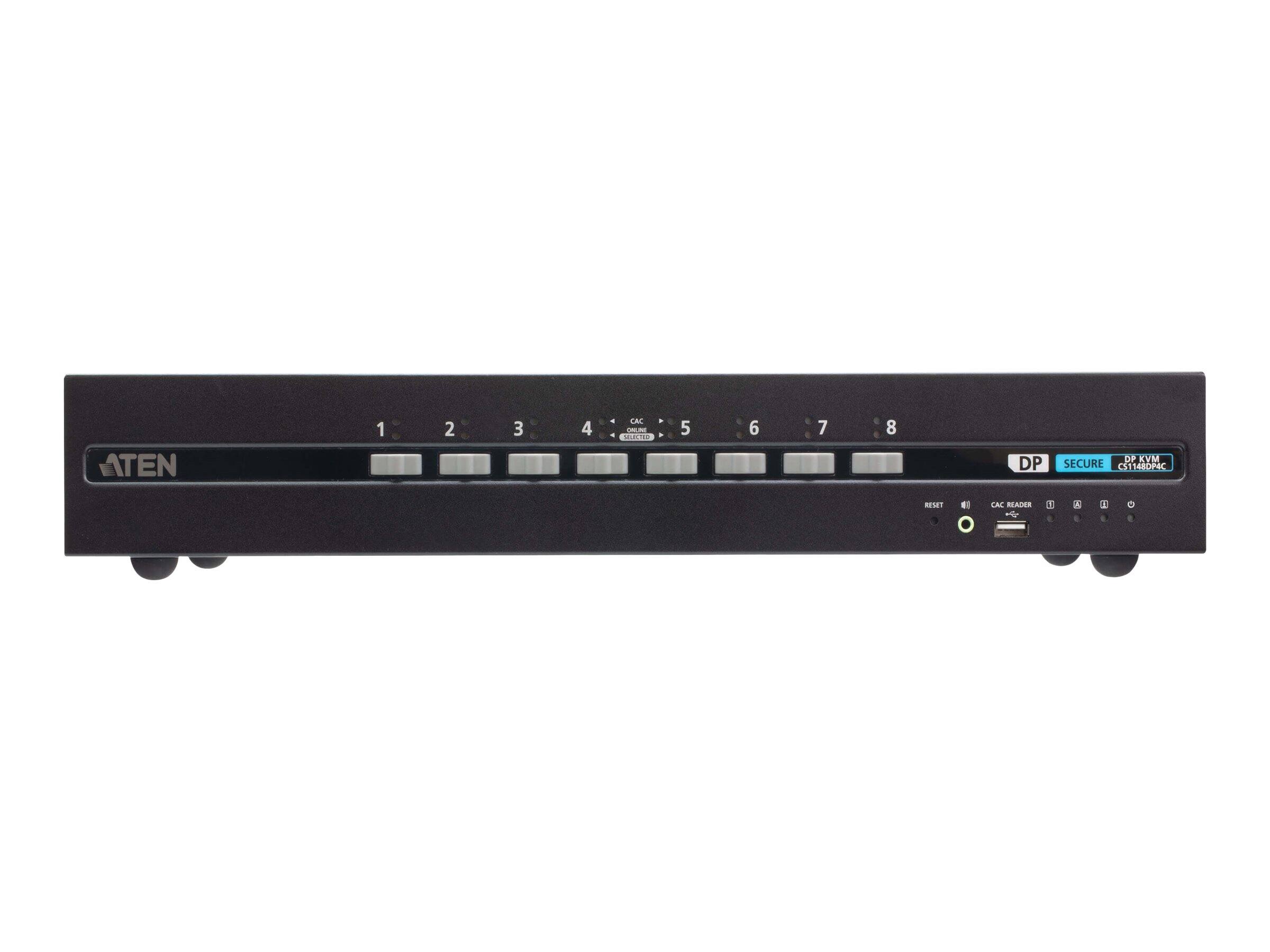 ATEN

1
2
3
4
EAF ONLIBAL RELECTION
5
6
7
8
DP
OF KYM SECURE CS1148DP4C
RESES
CAC READER