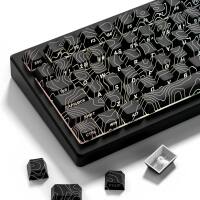 Angle. Womier - Double Shot PBT keycaps,Topographic Keys Cherry Profile Key caps for All US Layout Mechanical Keyboardd - Black.