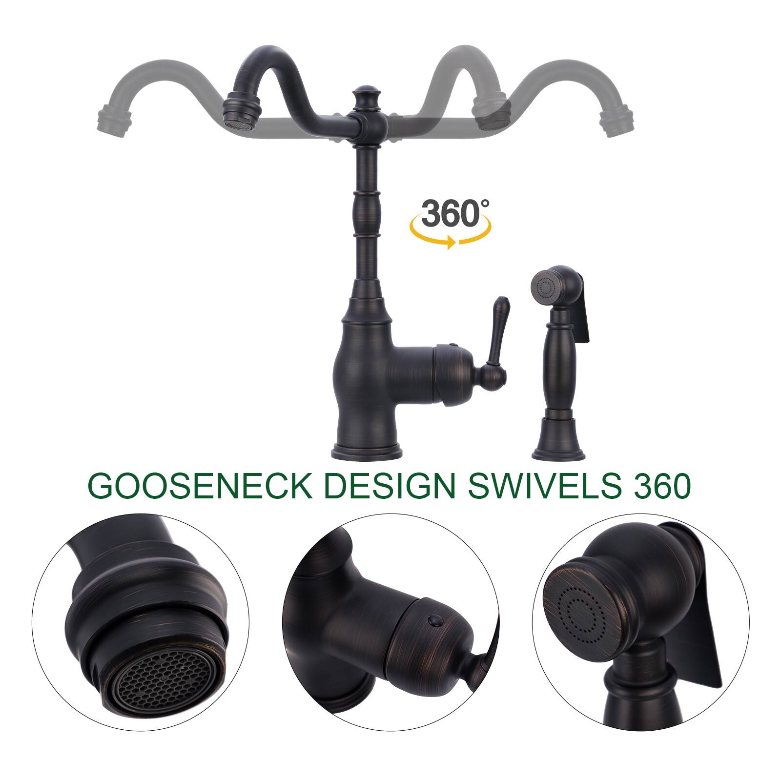 GOOSENECK DESIGN SWIVELS 360°