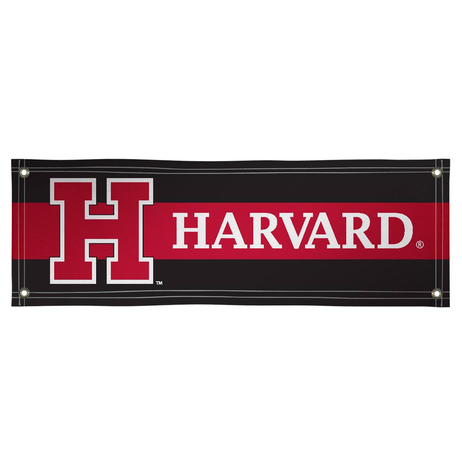 Front. Victory Corps - Harvard Crimson 2' x 6' Stripes Wordmark Vinyl Banner - Black.