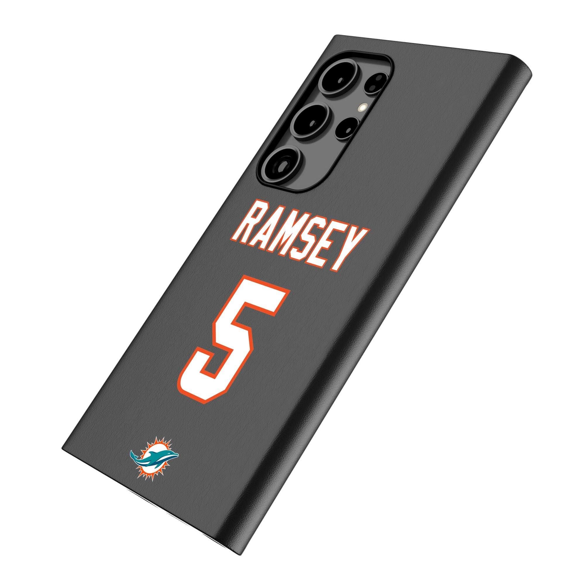 Alt View 1. Keyscaper - Jalen Ramsey Black Miami Dolphins Galaxy Magnetic Bump Case - S24 - Black.