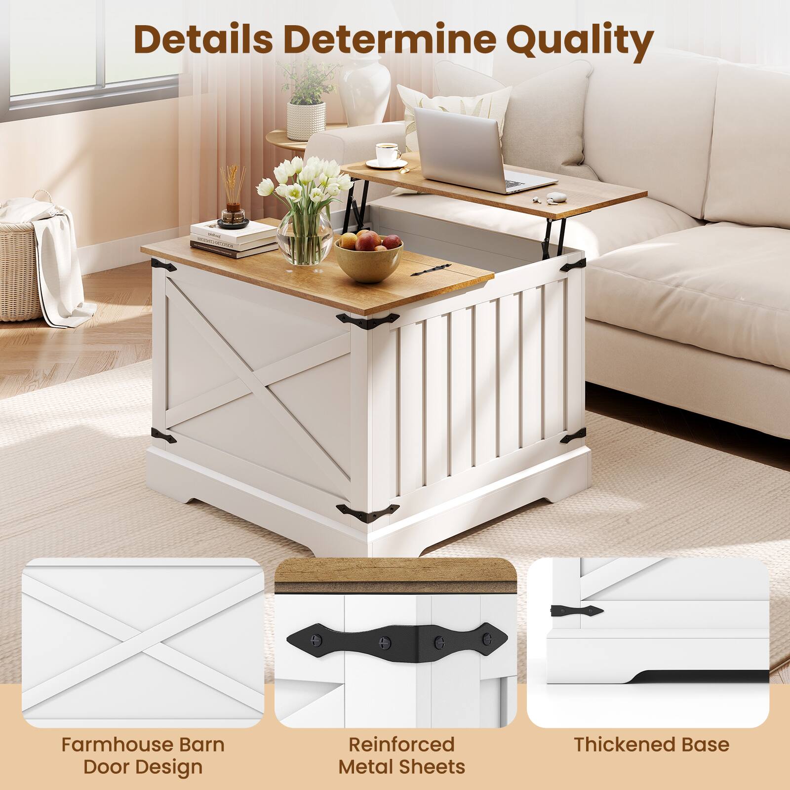 Details Determine Quality

Farmhouse Barn Door Design
Reinforced Metal Sheets
Thickened Base