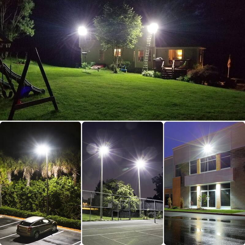 Alt View 7. Adewalk - Solar Street Lights Outdoor, Commercial Parking Lot Light with Motion Sensor IP67 Waterproof for Street Yard - Black.