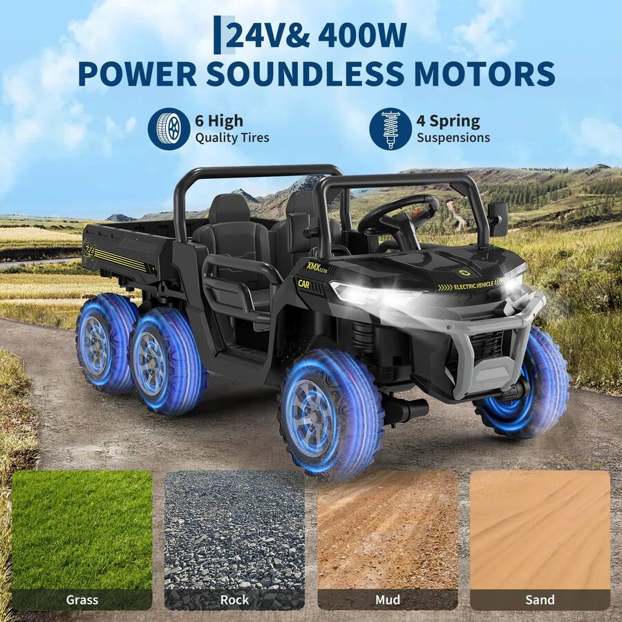 Sound Less Vehicle GARVEE 24V 2 Seater Ride on Truck with Remote Control | 4WD Electric ...