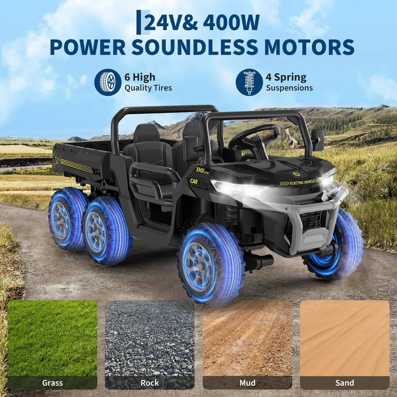 GARVEE 24V 2 Seater Ride on Truck with Remote Control | 4WD Electric ...